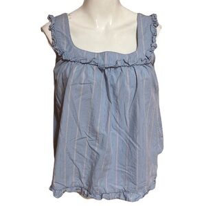 ALEXACHUNG Doris Boxer Blue Ruffled Camisole Top